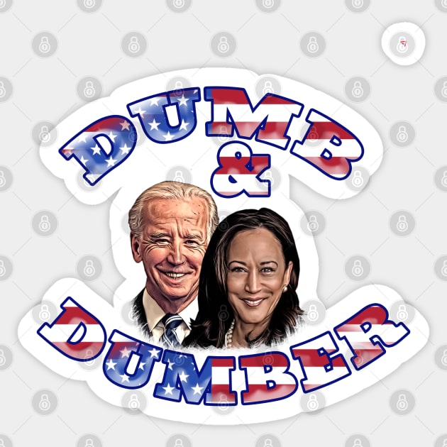 Biden and Harris Dumb and Dumber Comical Design Sticker by Roly Poly Roundabout